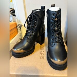 Steve Madden Rivet Black Distressed Heeled Boots